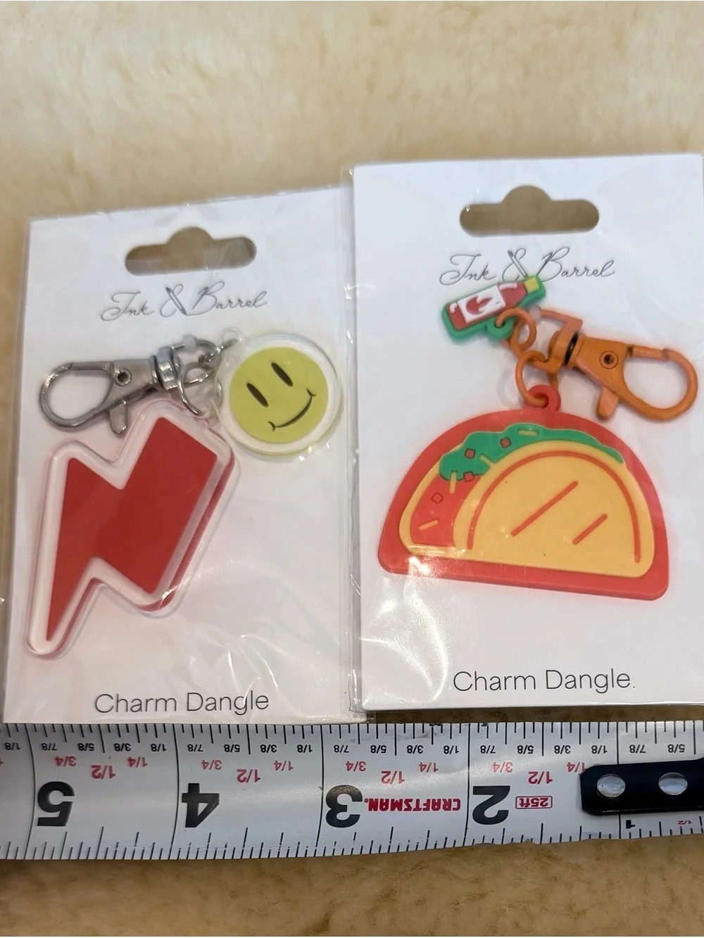 Ink & Barrel Lightning Bolt & Taco Charm Keychain Set